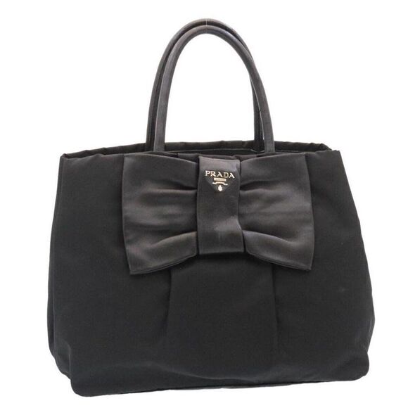 PRADA Hand Bag Nylon Leather Black - Picture 1 of 15